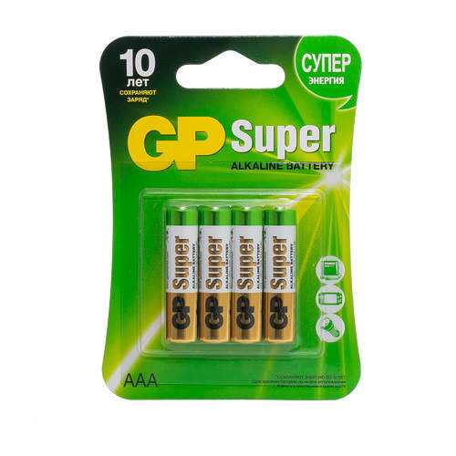 Батарейка GP Batteries Super Alkaline Battery AAA 4 шт в Юлмарт