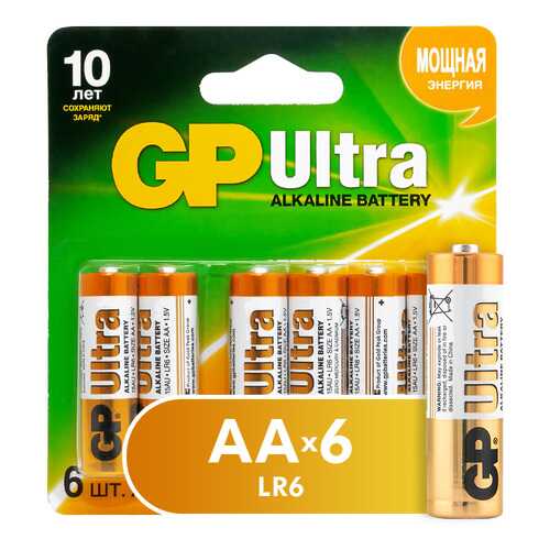 Батарейка GP Ultra AA (15AU4/2-CR6) 6 шт в Юлмарт