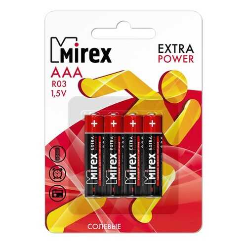 Батарейка солевая Mirex R03/AAA 1,5V 4 шт в Юлмарт
