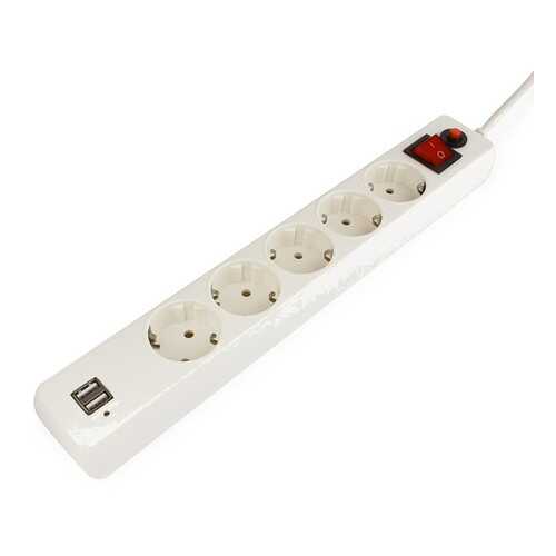 Сетевой фильтр Гарнизон ЕНW-6-USB, 5 розеток, 1,8 м, White в Юлмарт