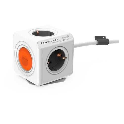 Удлинитель Allocacoc PowerCube Remote 1512/EUEXRM, 4 розетки, 1,5 м, White/Orange в Юлмарт