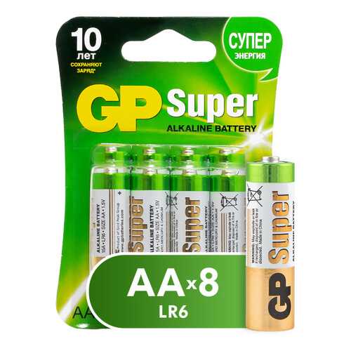 Батарейка GP Batteries Super Alkaline AA (15A) 8 шт в Юлмарт