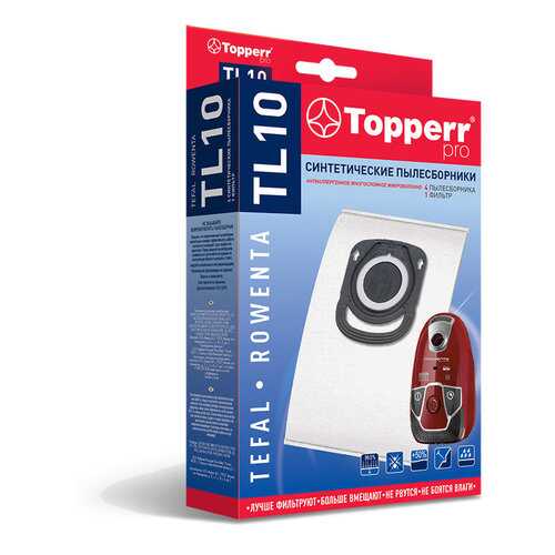 Мешки Topperr TL10 для пылесосов Tefal, Rowenta 4 шт в Юлмарт